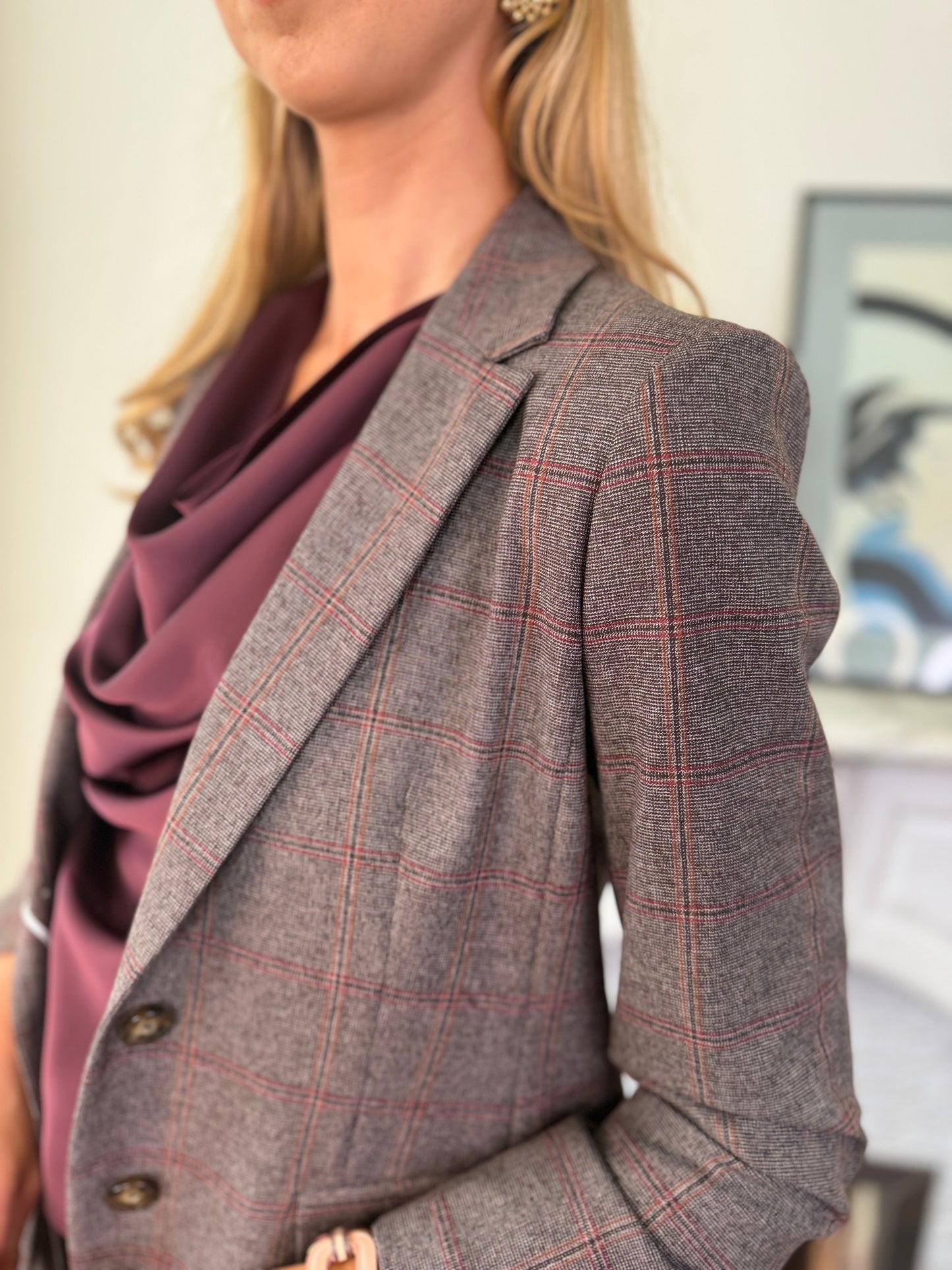 Iblues Quark Blazer in Light Brown Check