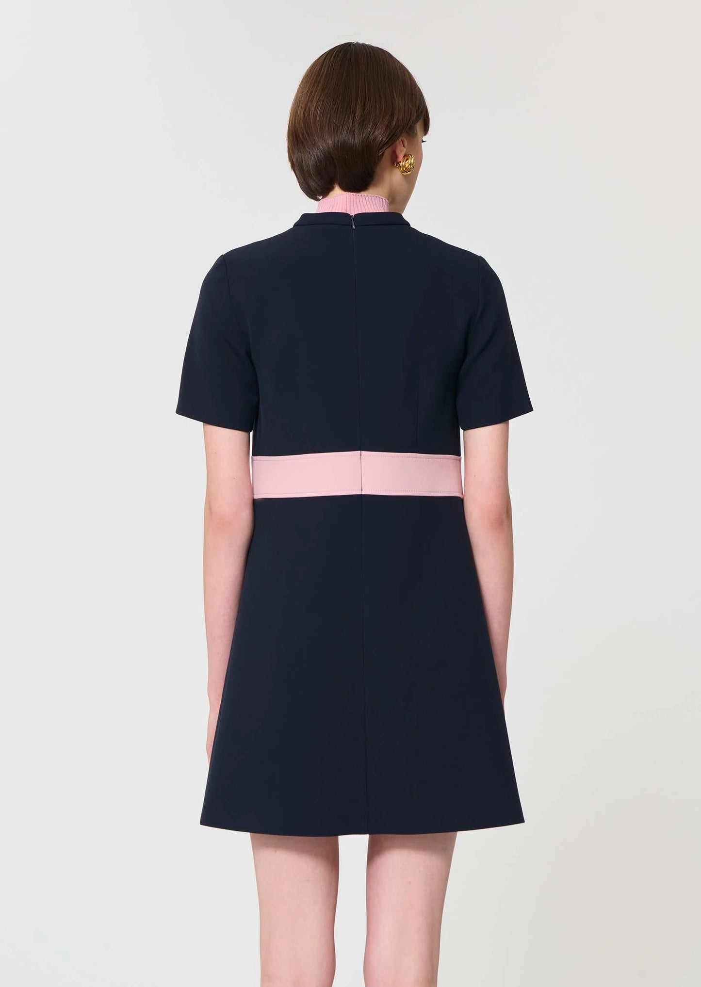 Tara Jarmon Royce Short Navy With Pink Bow Dress