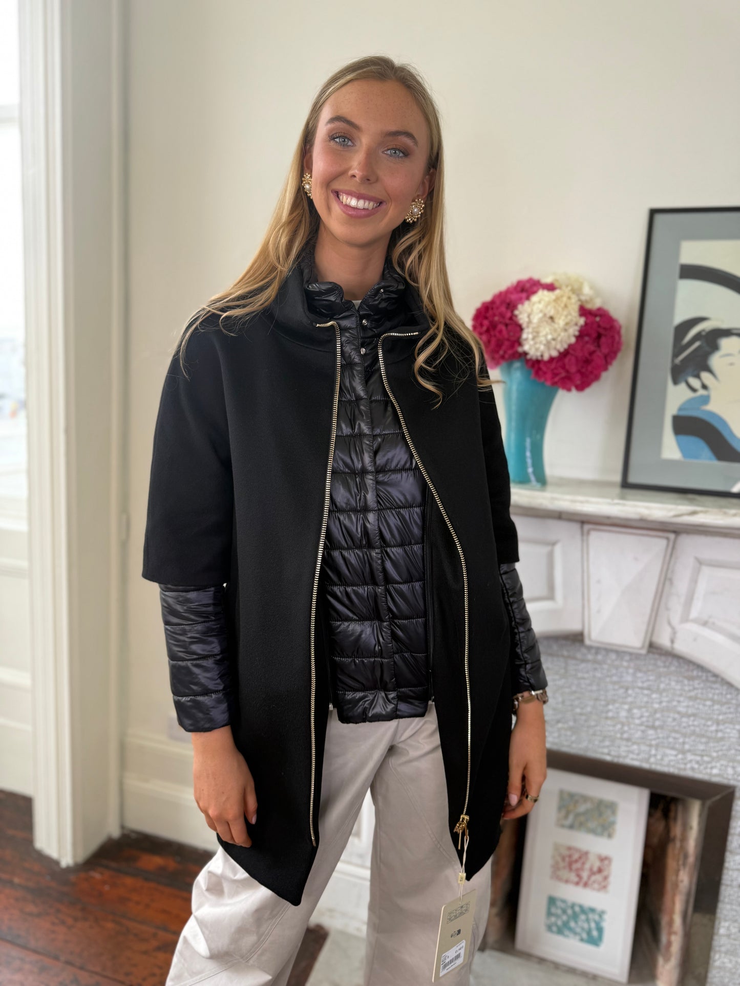 Herno Layered-Sleeved Zip-Up Down Coat