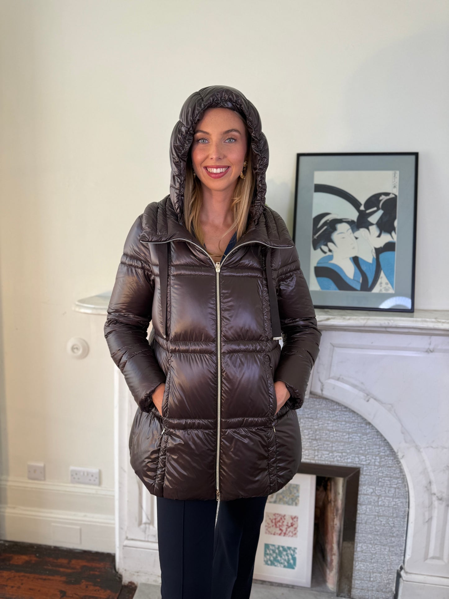 Herno Brown Quilted Jacket with Hood