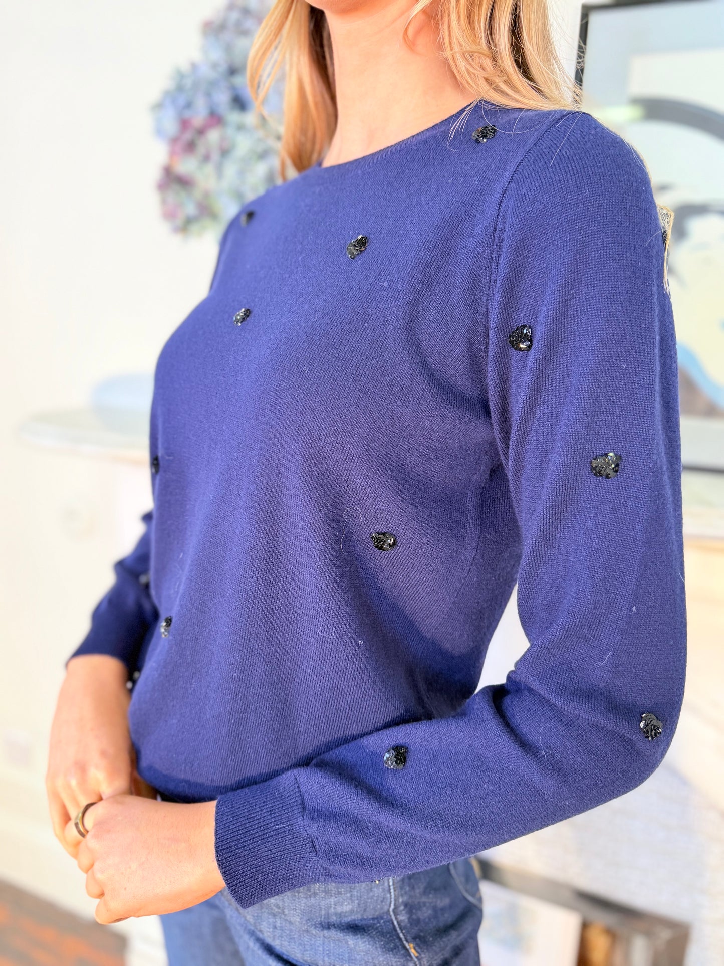 Cocoa Cashmere Heritage Navy Jumper