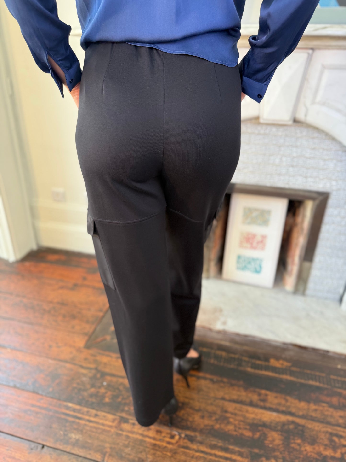 Herno Black Cargo Trousers with Elasticated Waist