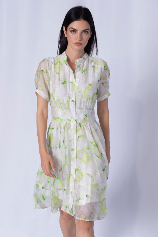 Trace Virna  White And Pale Green Dress