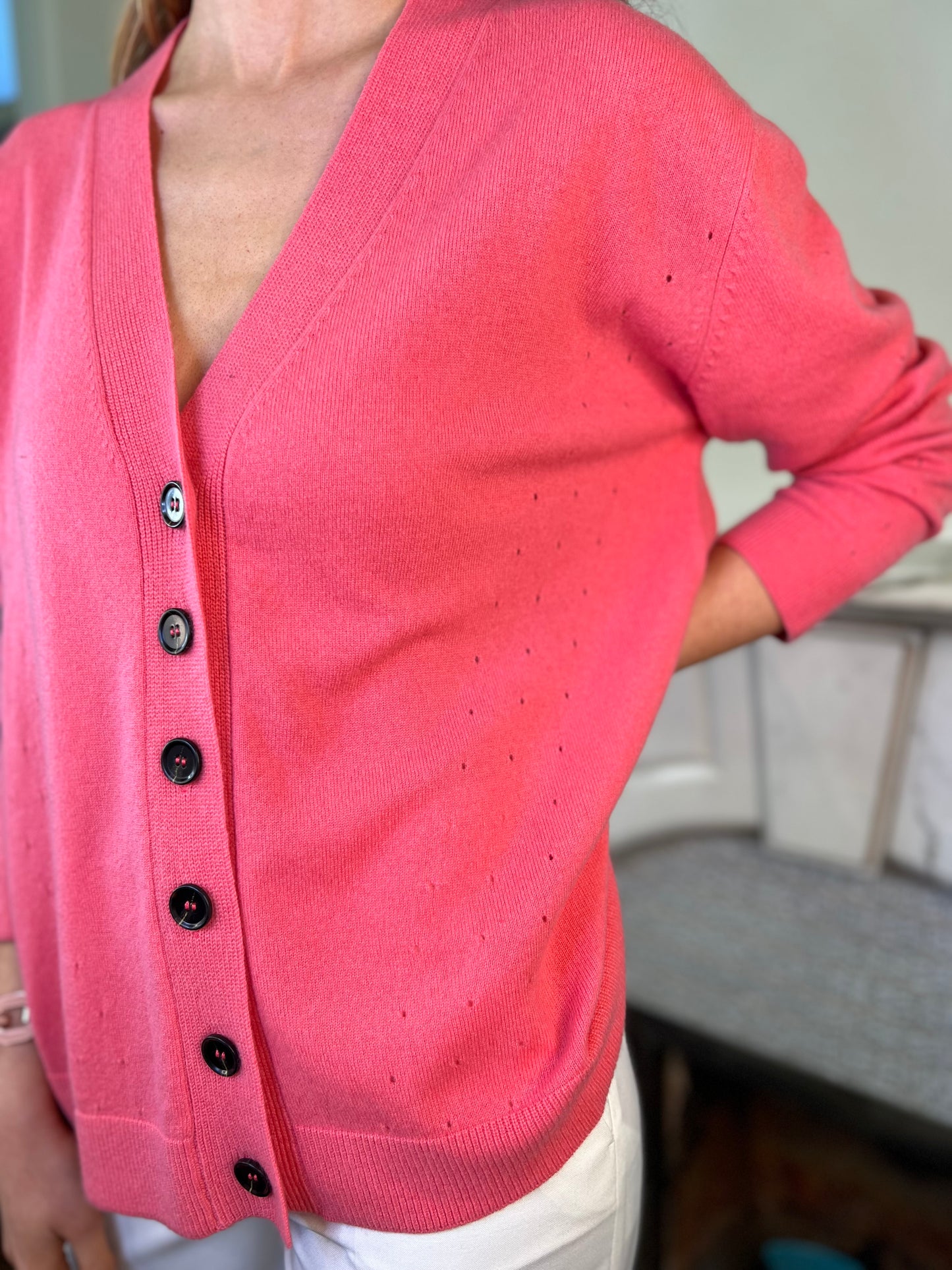 Azul Relaxed Cardigan in Can Can Coral