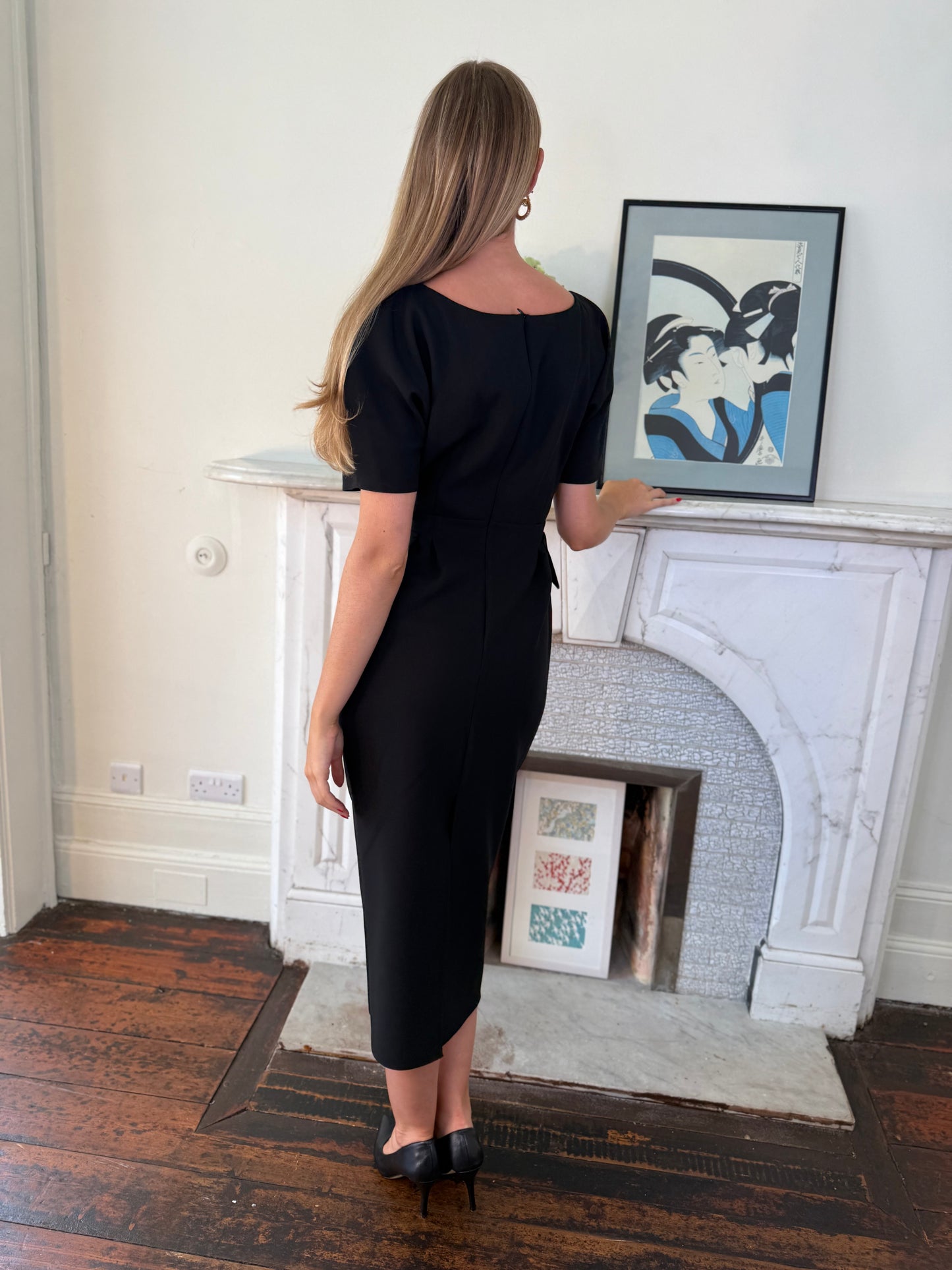 Kameya Black Fitted Dress with Tuck Detail