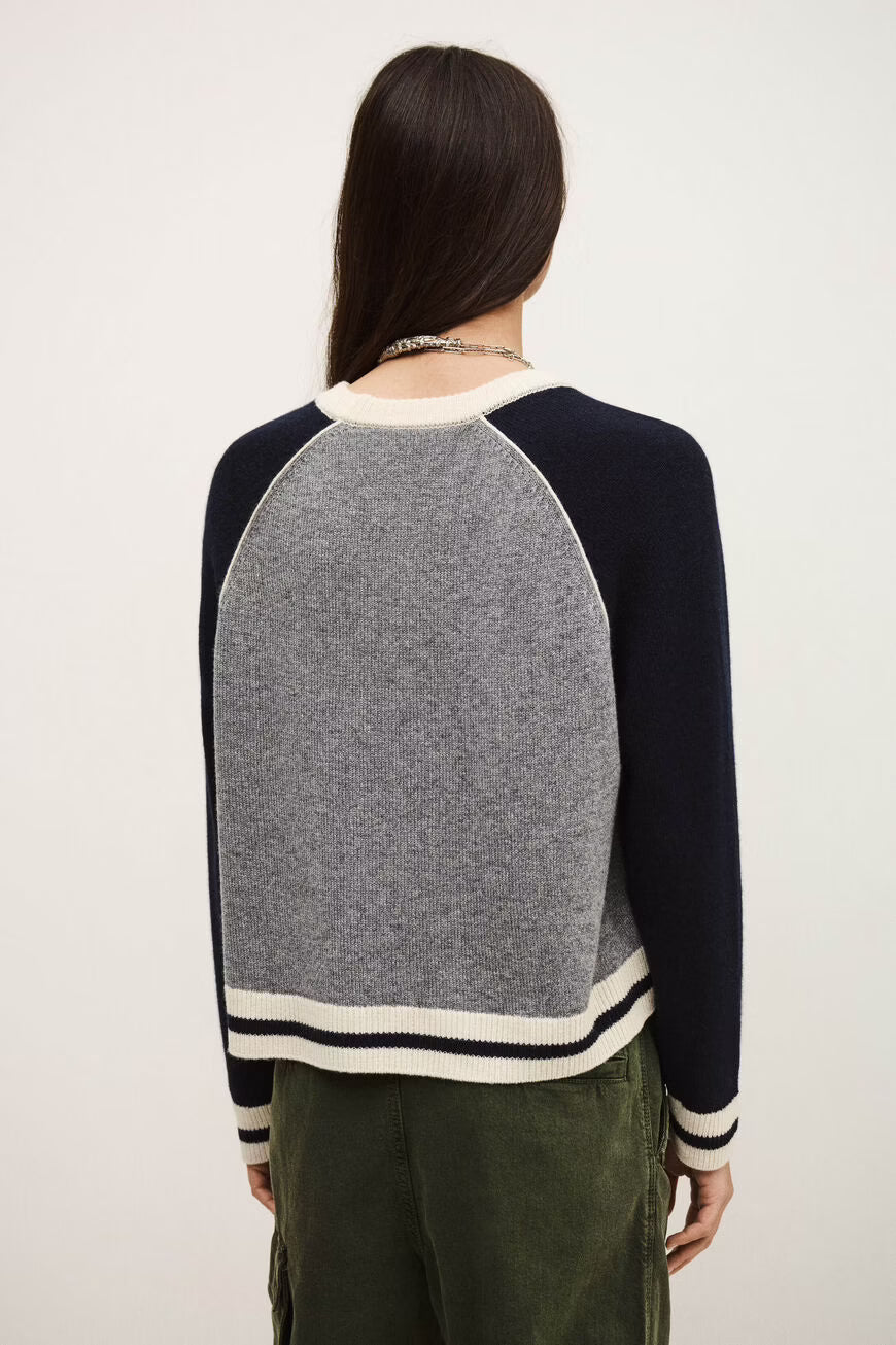 Ba&Sh Jumper Navy and Grey Cashmere Sweater