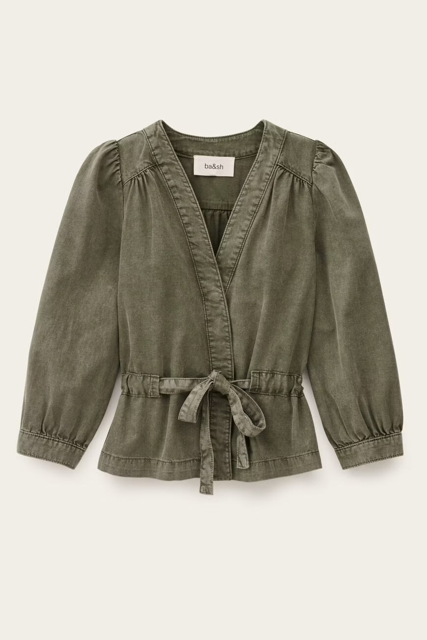 Ba&Sh Olavina Wrap Top Kaki Green