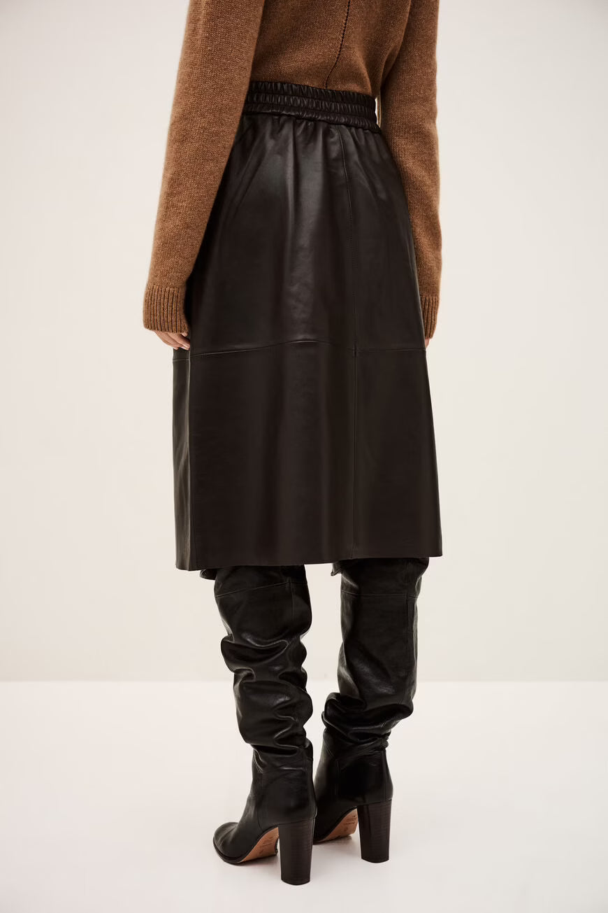 Ba&Sh Leather Skirt Pona Chocolate