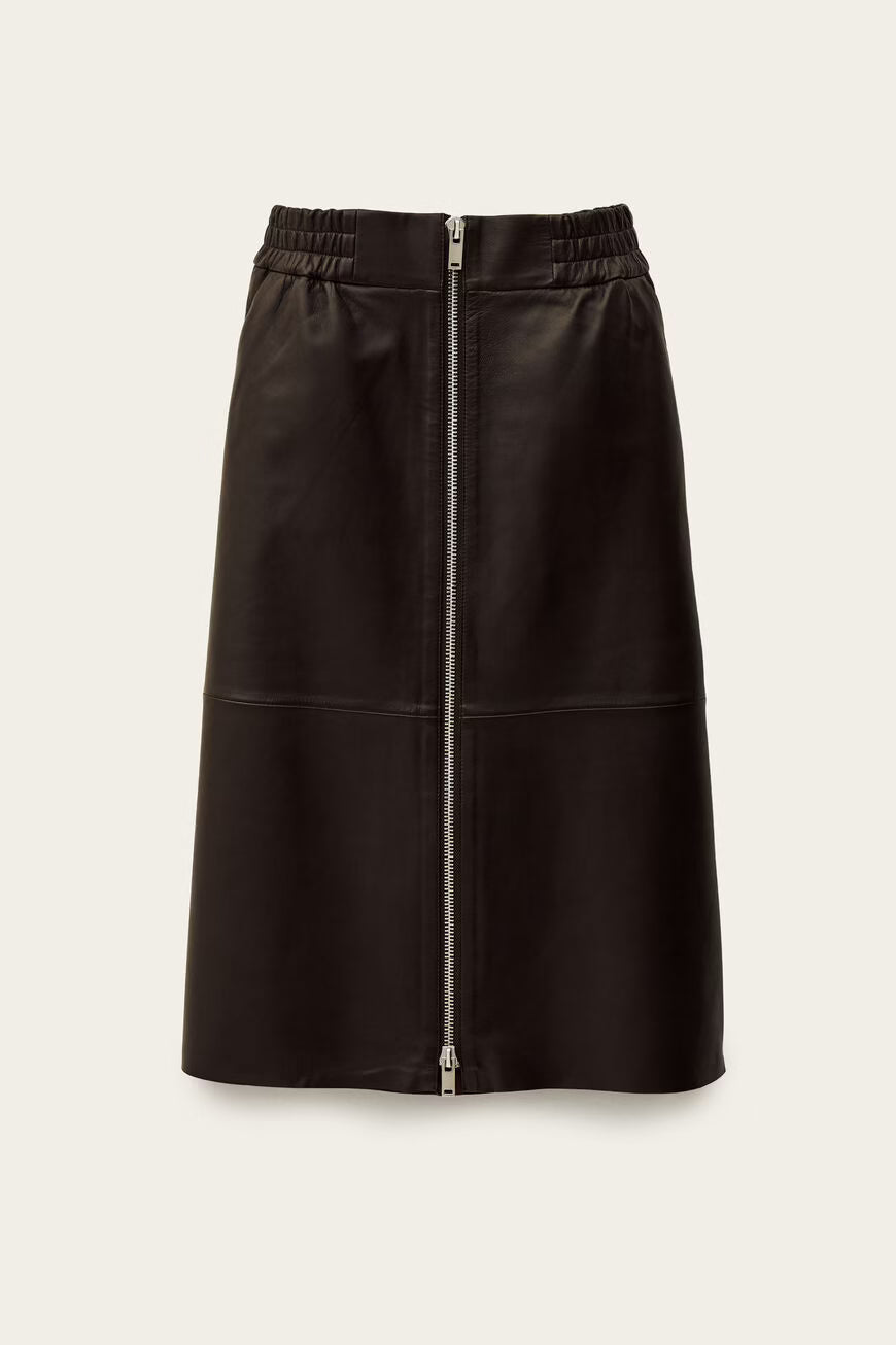 Ba&Sh Leather Skirt Pona Chocolate