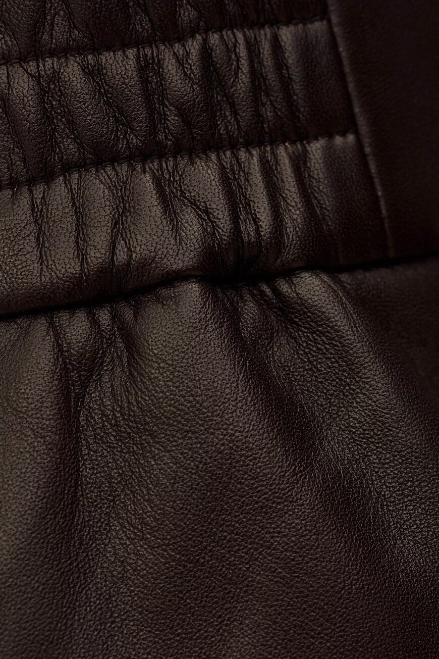 Ba&Sh Leather Skirt Pona Chocolate