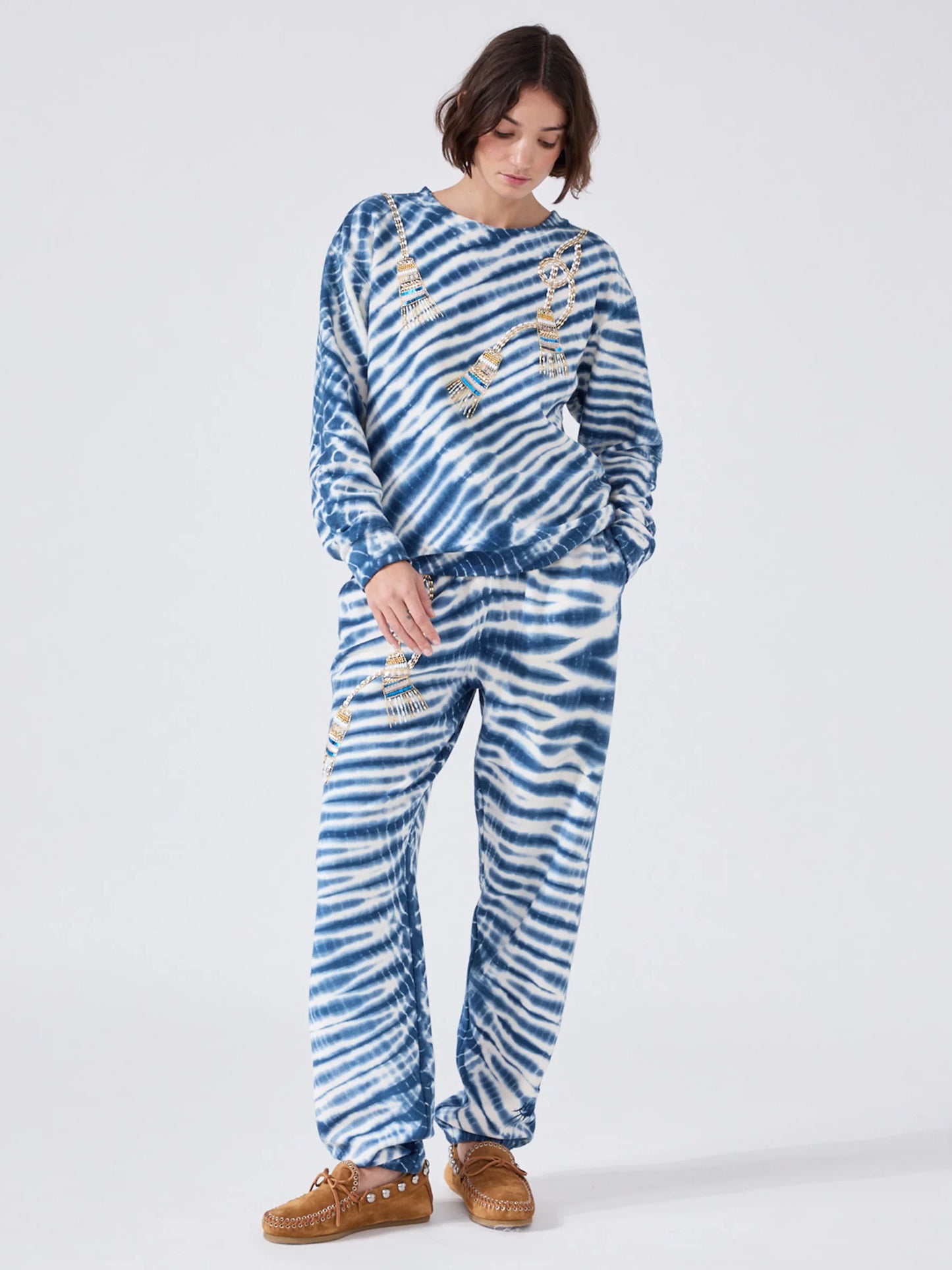 Hayley Menzies Janis Tassel Embellished Sweatshirt Blue