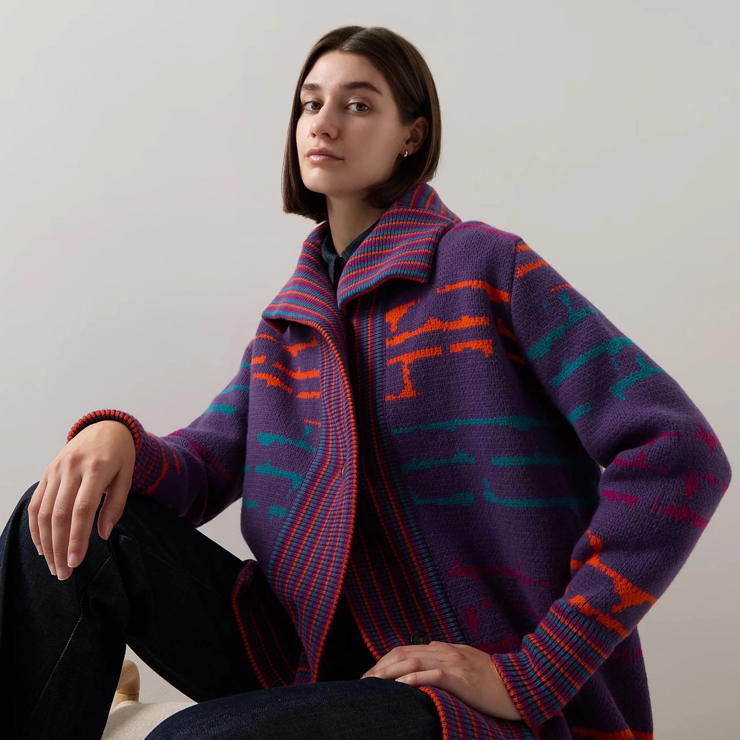 Urban Aran Graphic Long Bomber Purple