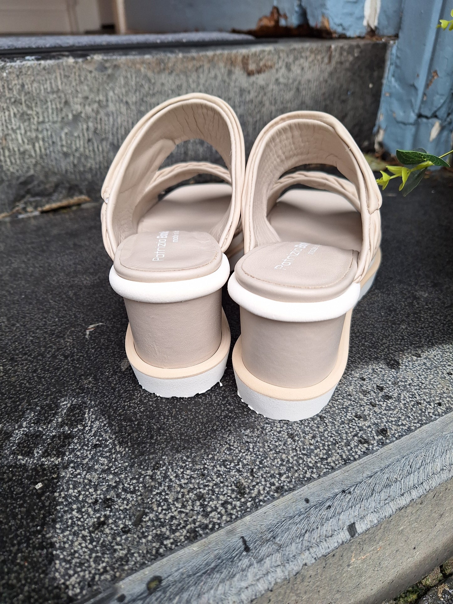 Julia Plisse Cream Wedge Sandal