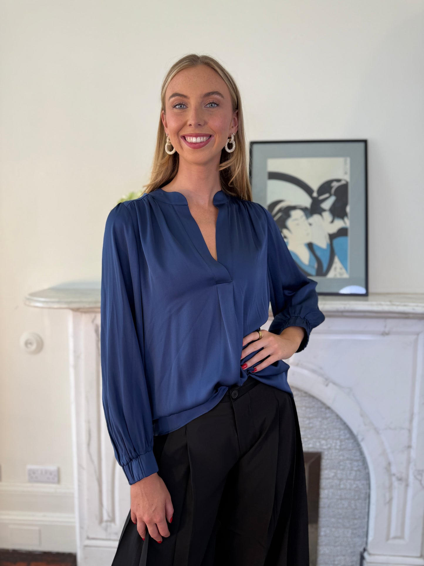 Silk95five Madras Blouse in Midnight