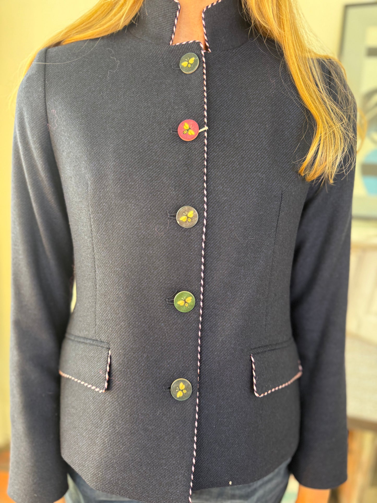Vilagallo Navy Jacket With Bee Buttons