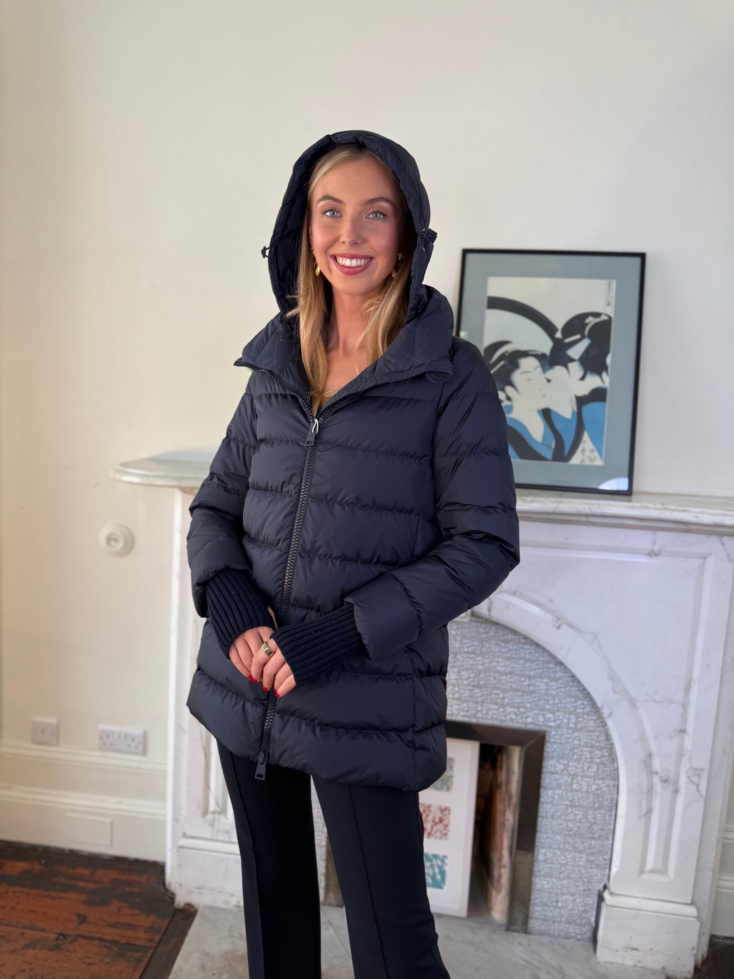 Herno Navy A-Shape Chamonix Quilted Jacket