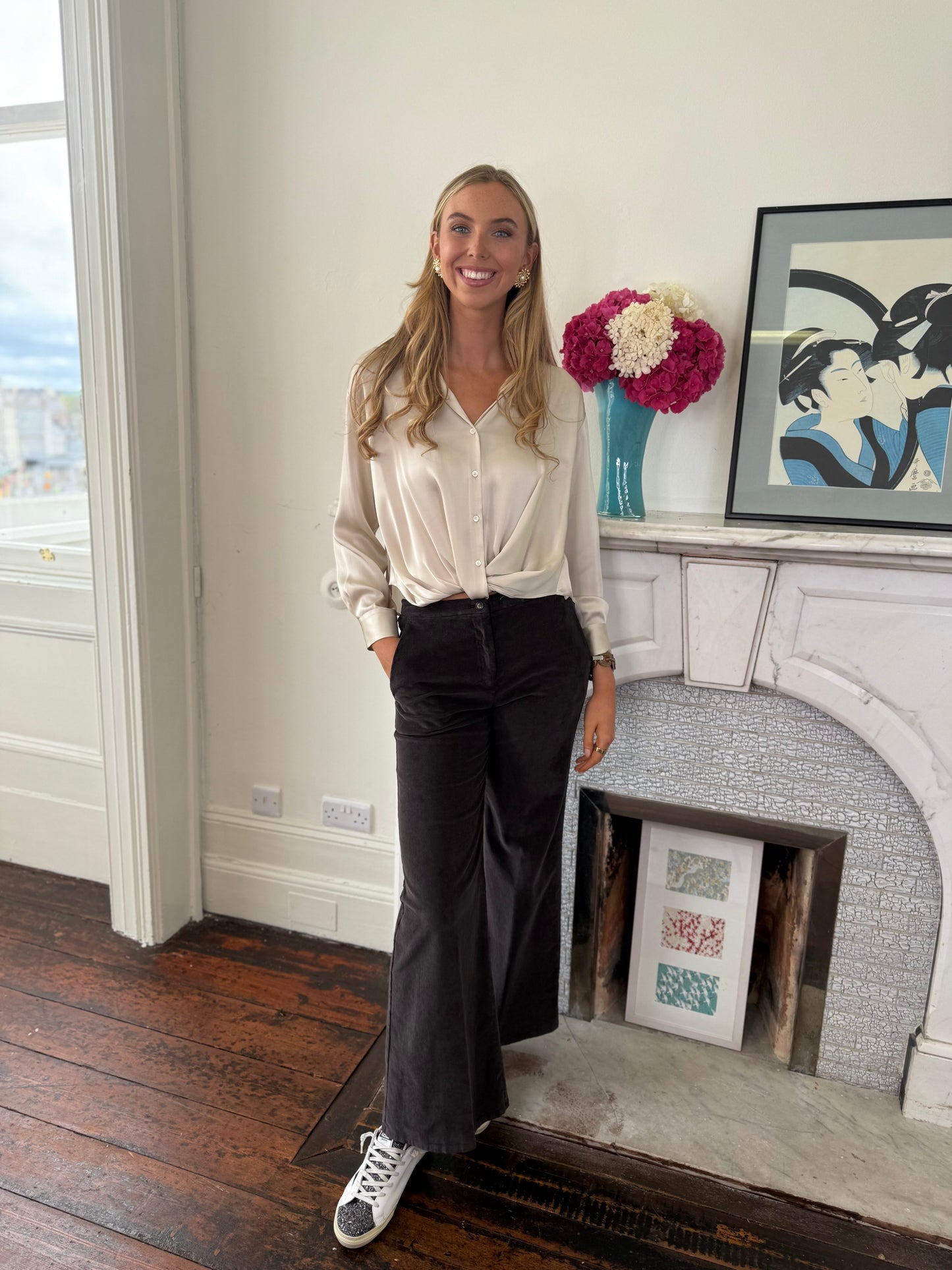 Rosso35 Chocolate Brown Wide Leg Corduroy Trousers