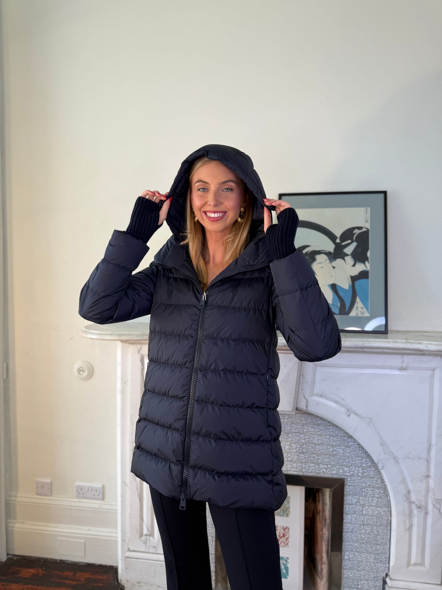 Herno Navy A-Shape Chamonix Quilted Jacket