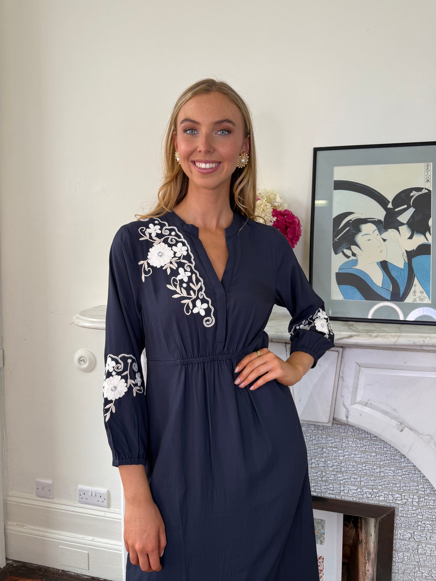 Gustav Navy Hali Long Dress