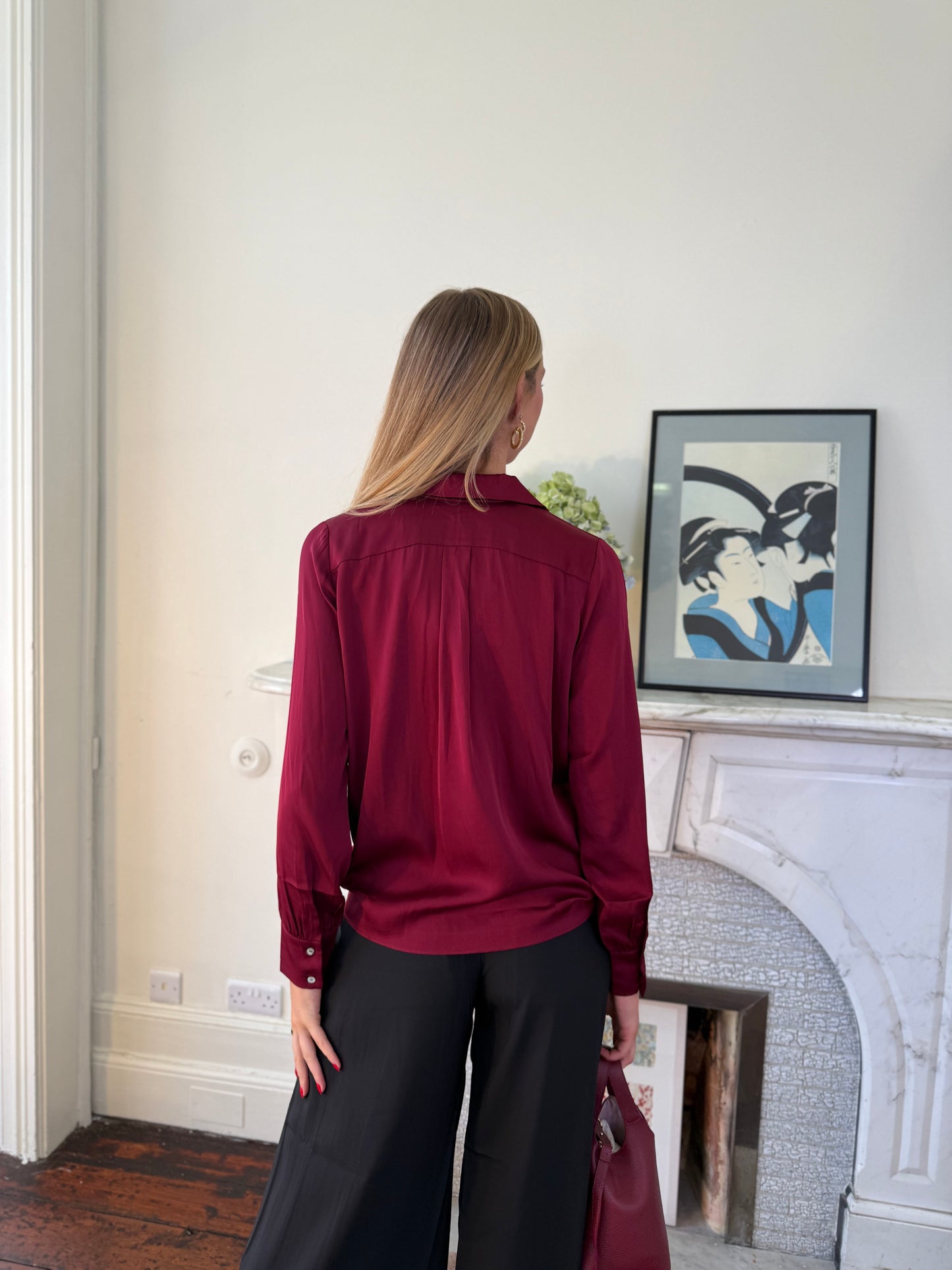 Silk95five Bay Blouse in Rich Ruby