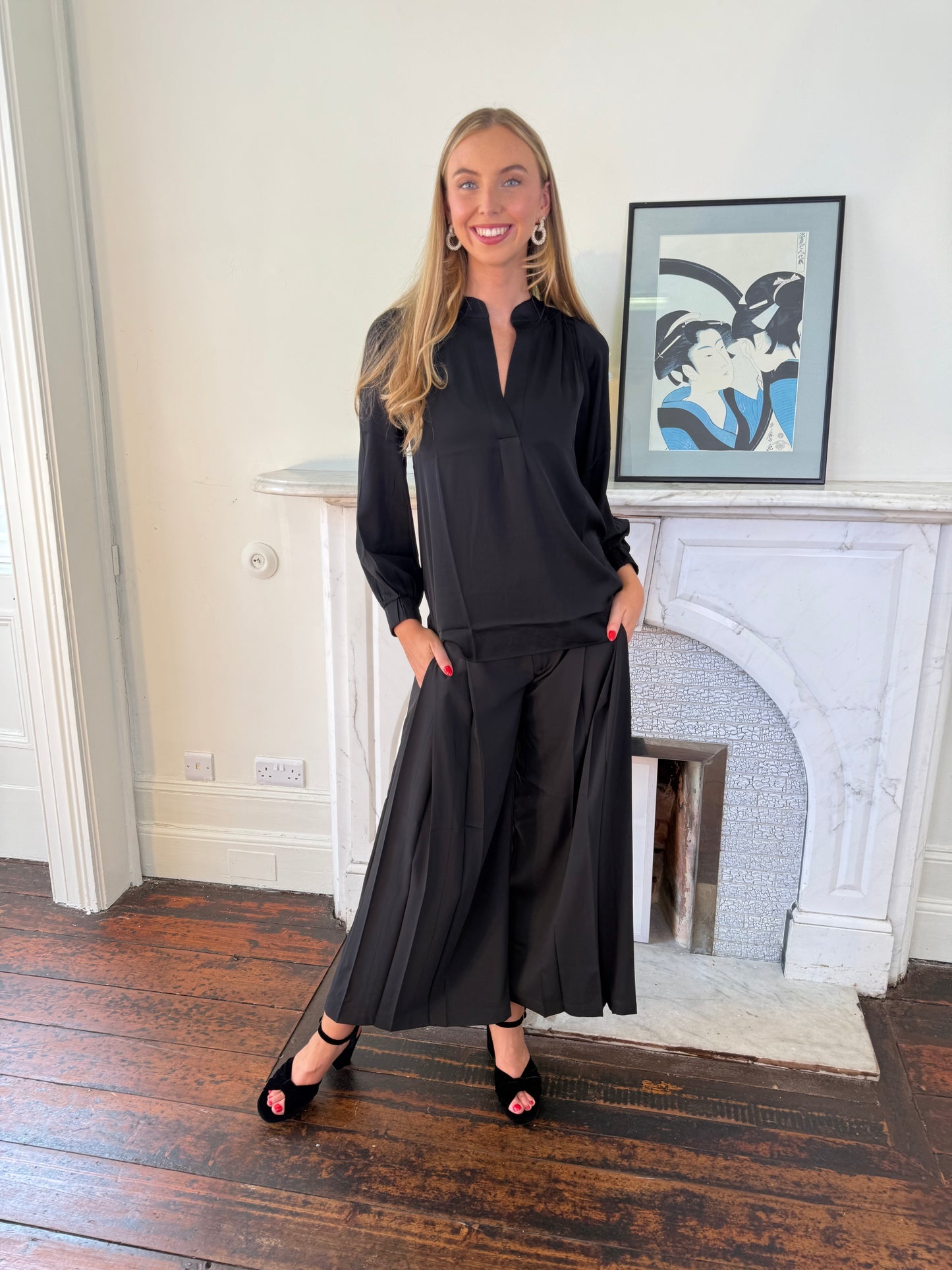 Silk95five Madras Blouse in Black