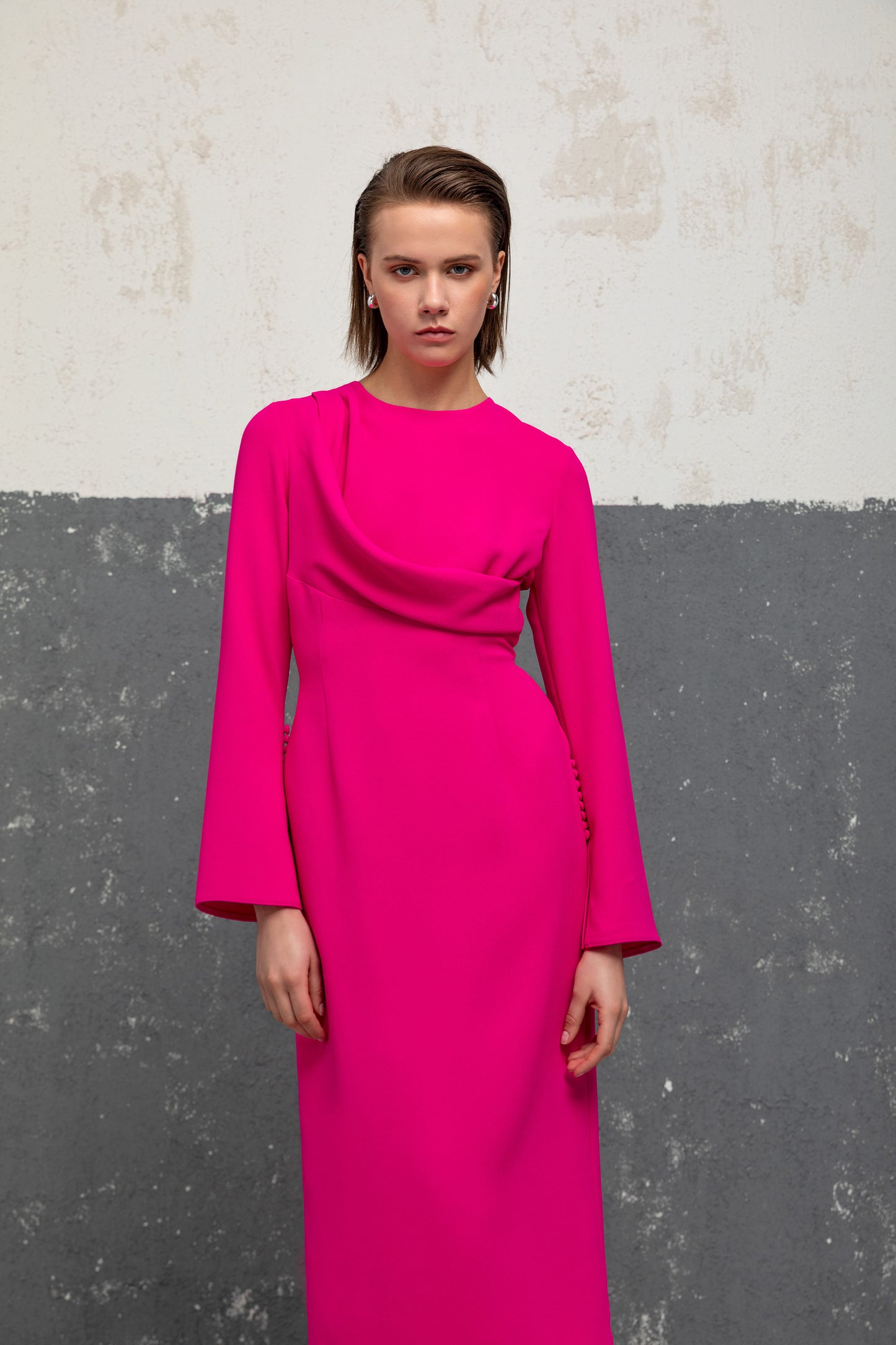 Kameya Fitted Dress with Drape Detail