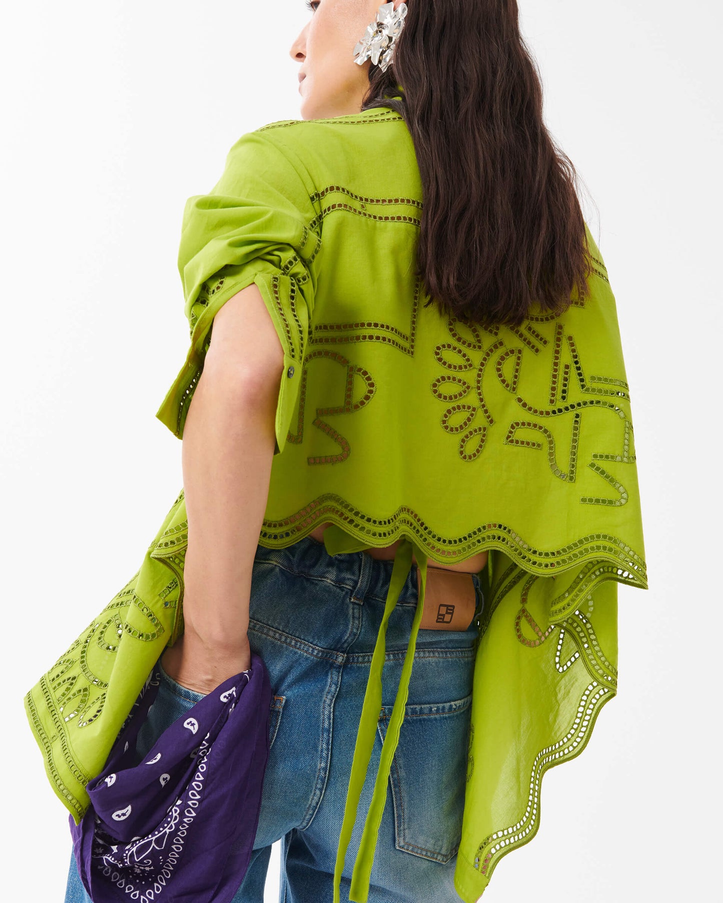 Beatrice B Broderie Anglaise Green Shirt