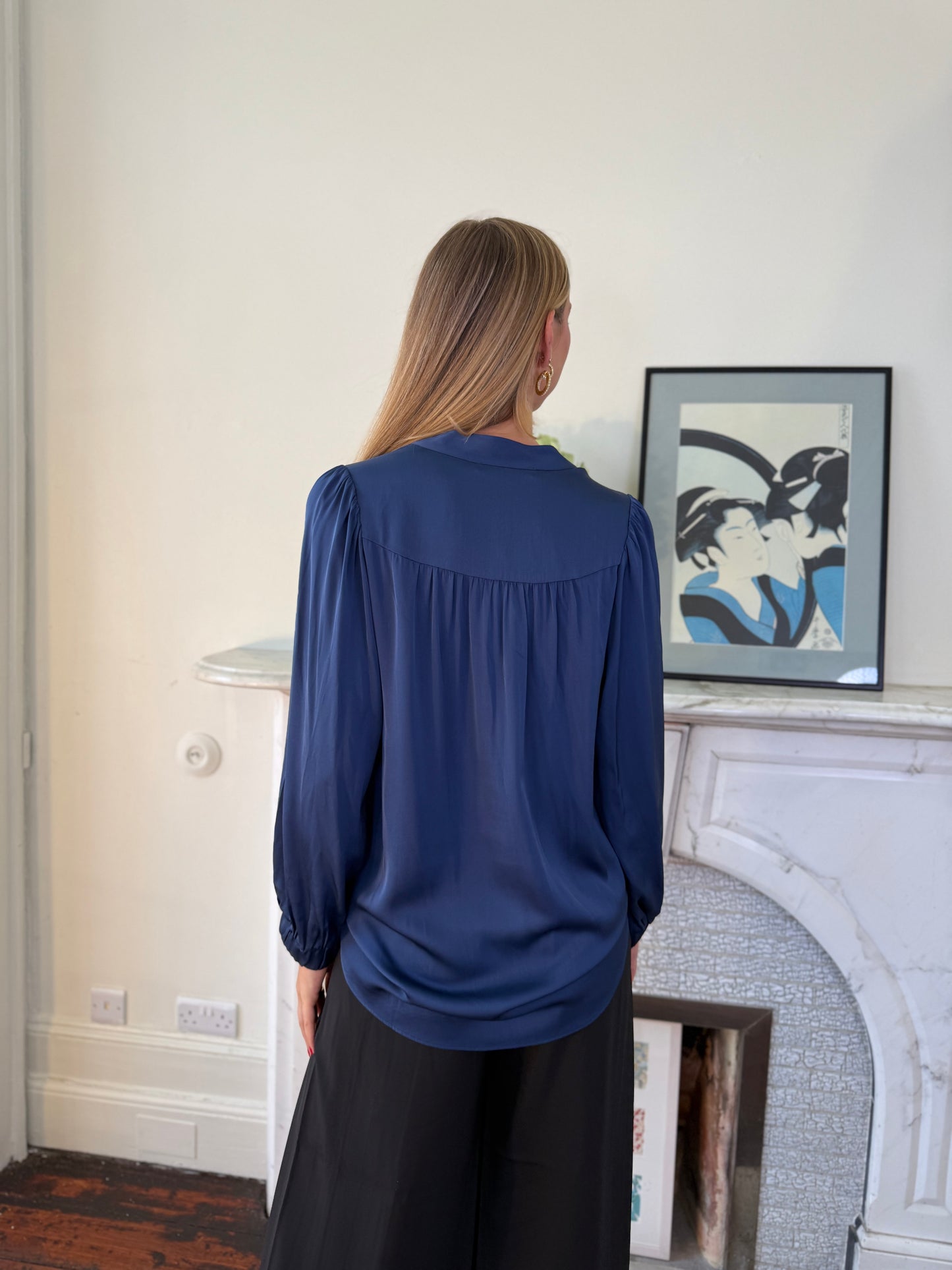 Silk95five Madras Blouse in Midnight