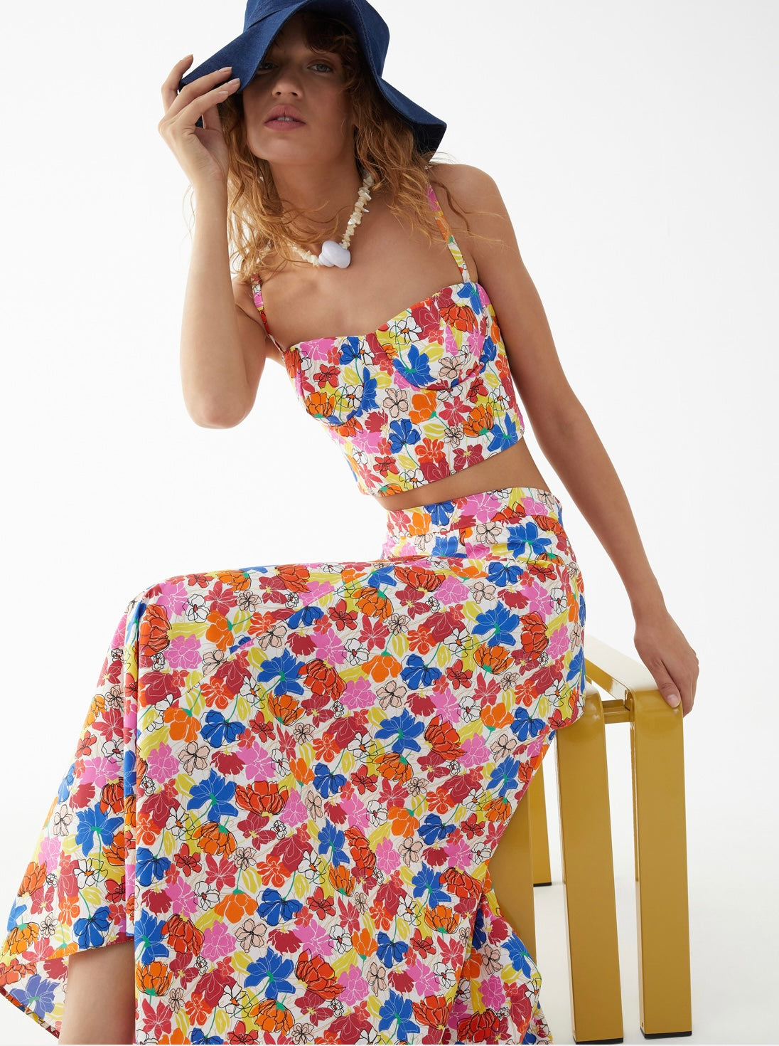 Floral Fit and Flare Skirt In Poplin Cotton