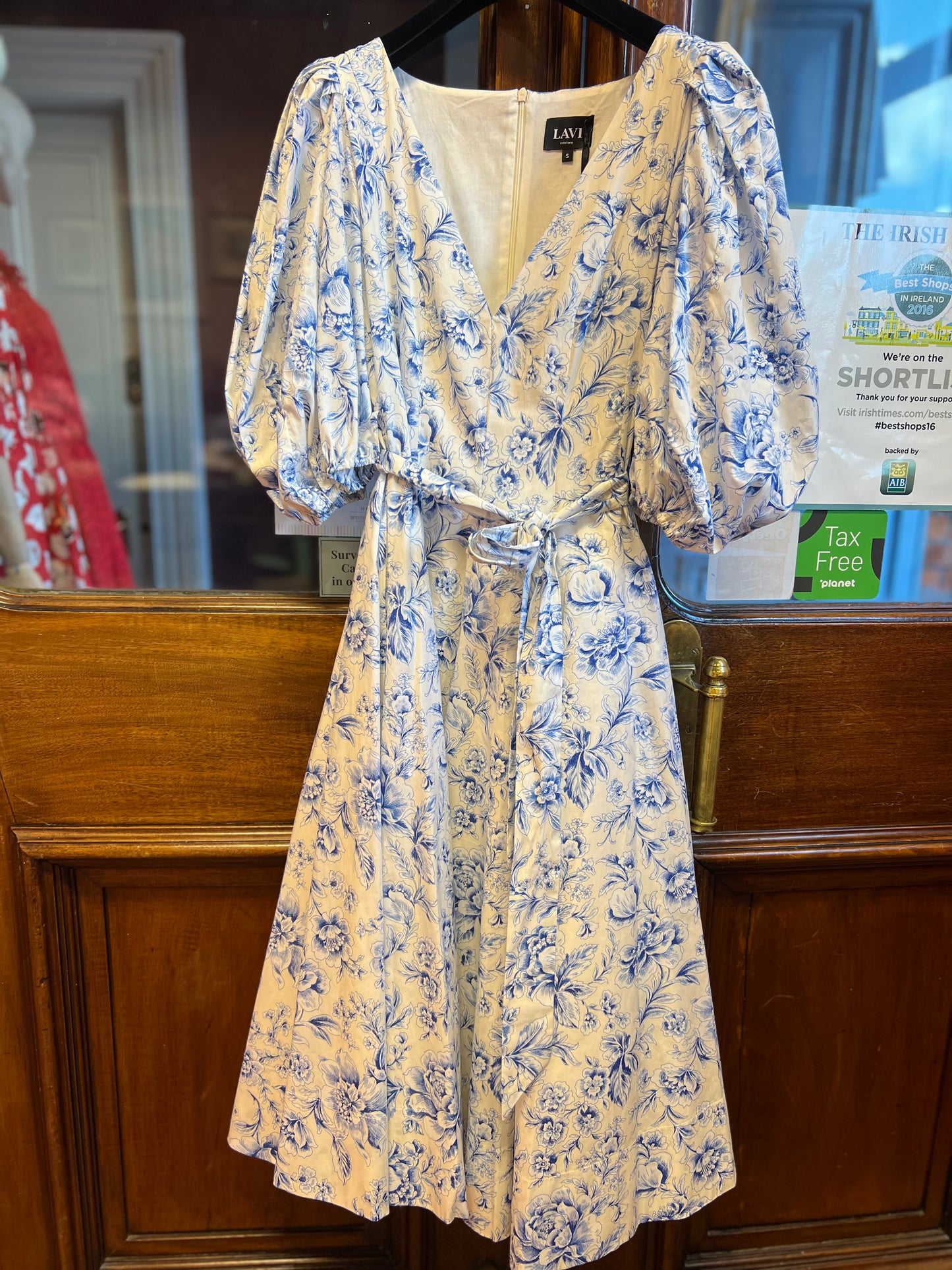 Floral Print Tea Length Dress Full Skirt