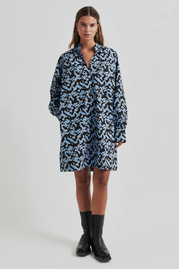 Klara Blue Printed Dress