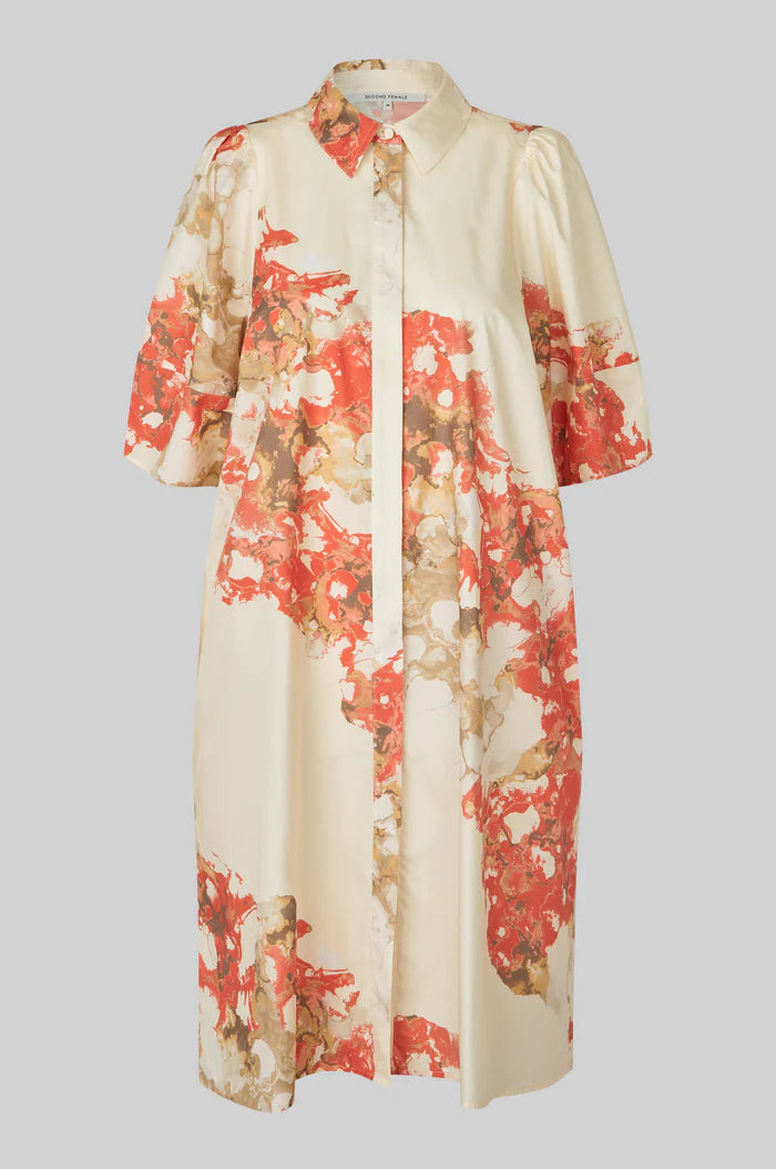 Second Female Sirmione Shirt Dress In Spiced Coral