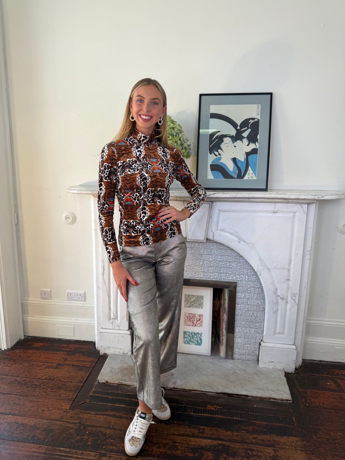 Manoush Leopard Print Velour Top