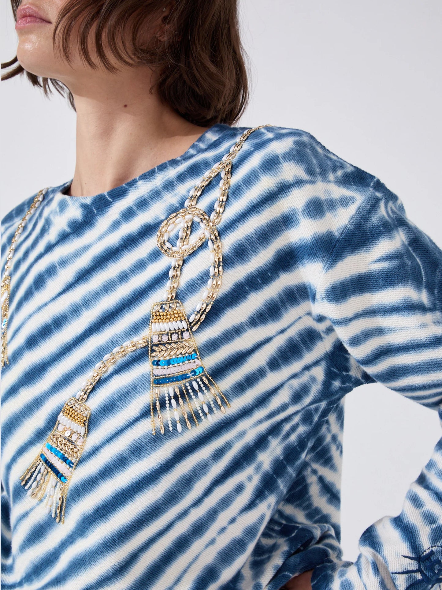 Hayley Menzies Janis Tassel Embellished Sweatshirt Blue