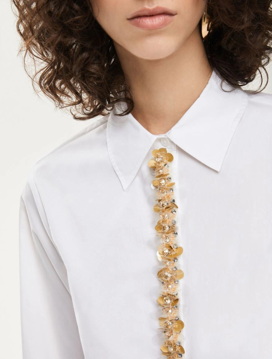 Iblues Bernini Jewel Embroidered White Shirt
