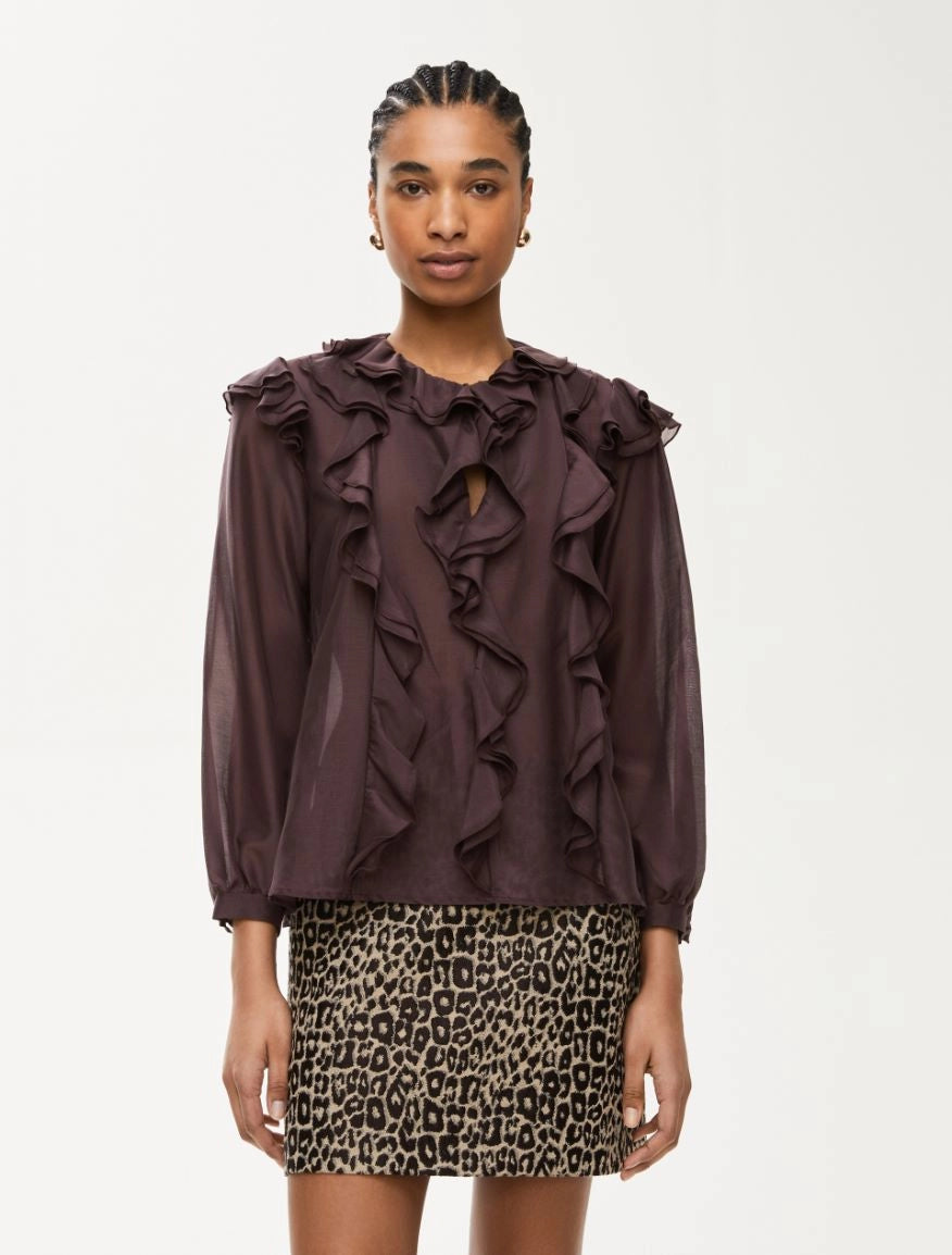 Iblues Cleopatra Ruffle Shirt in Auburgin