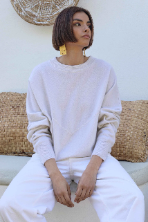 Farah Cashmere/Lurex Sweater in Pearled Ivory