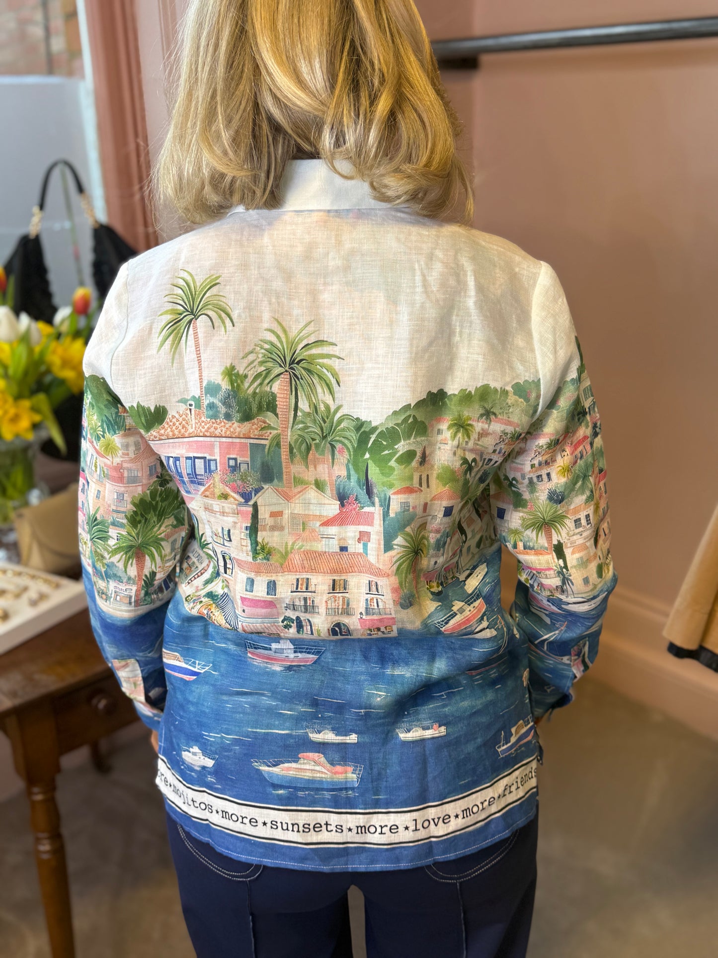 Vilagallo White Shirt with Riveria Print