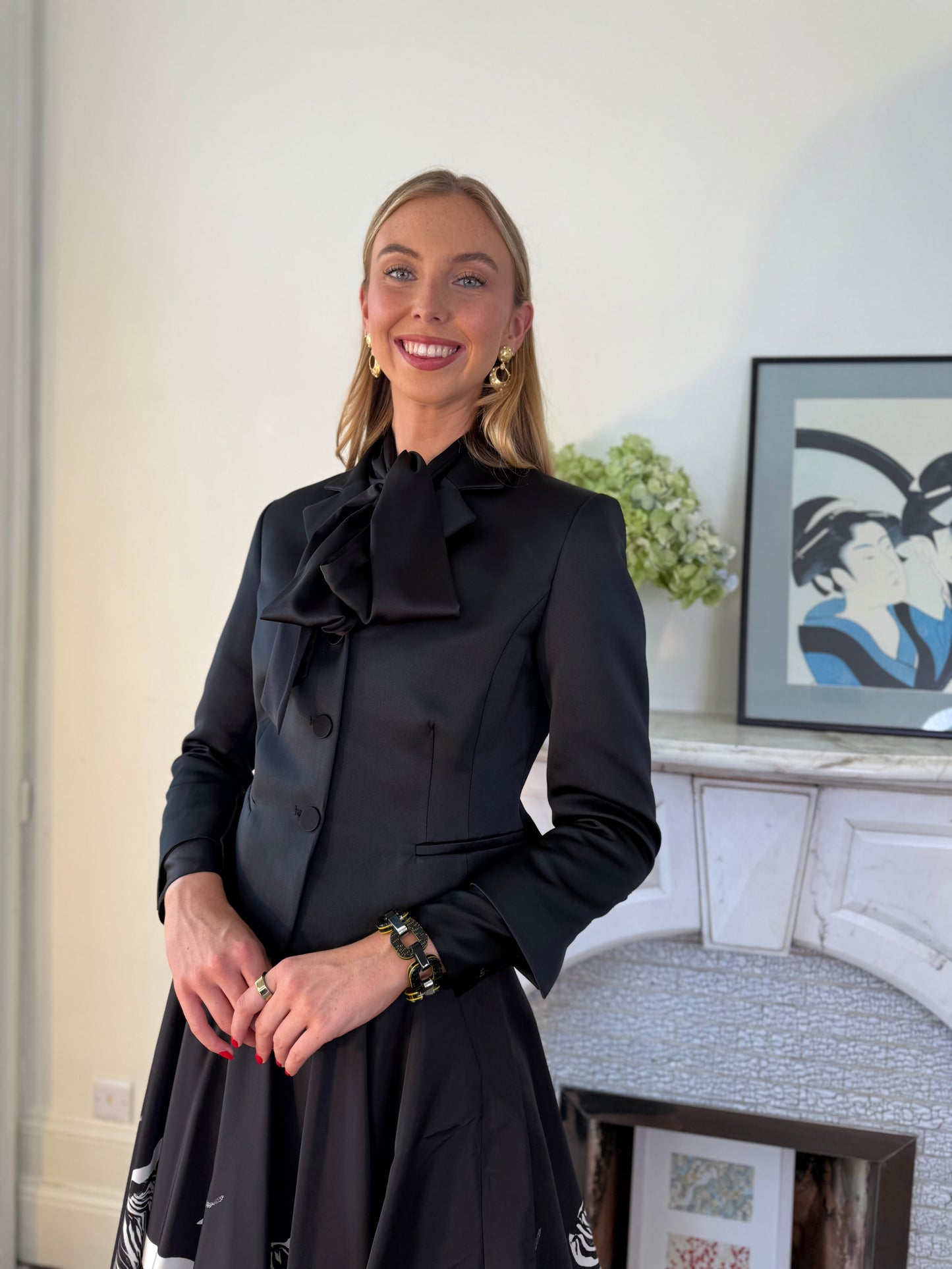 Sara Roka Black Satin Fitted Jacket