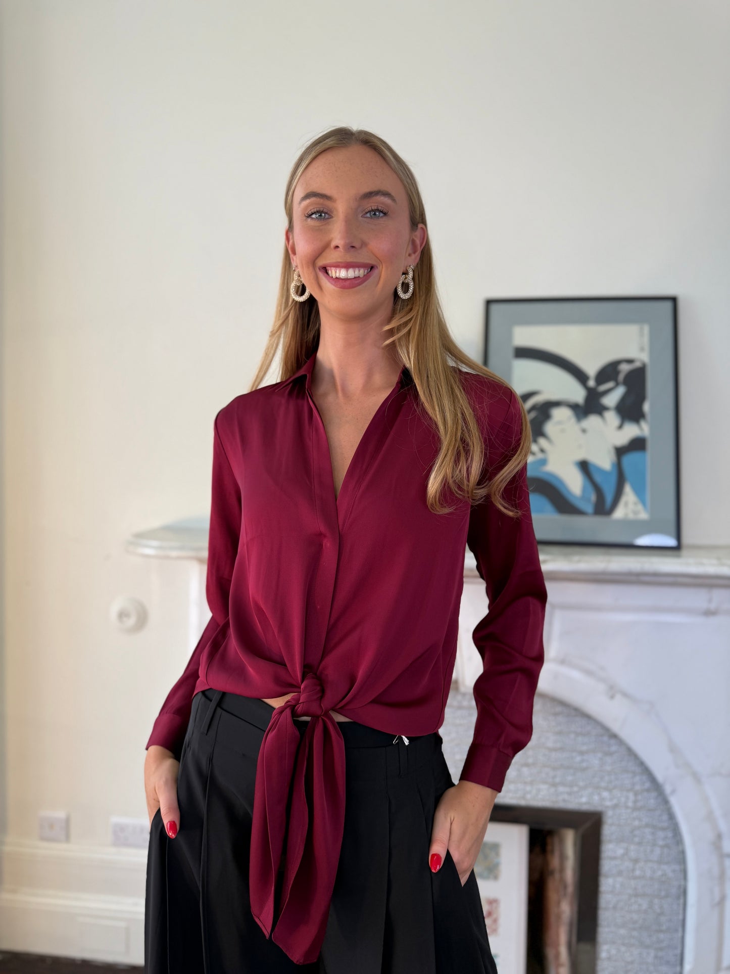 Silk95five Thai Shirt in Dark Ruby