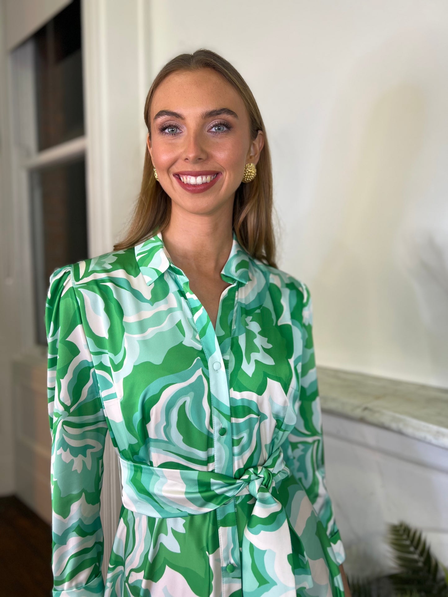 MATILDE CANO Camisero Verde Midi Shirt Dress