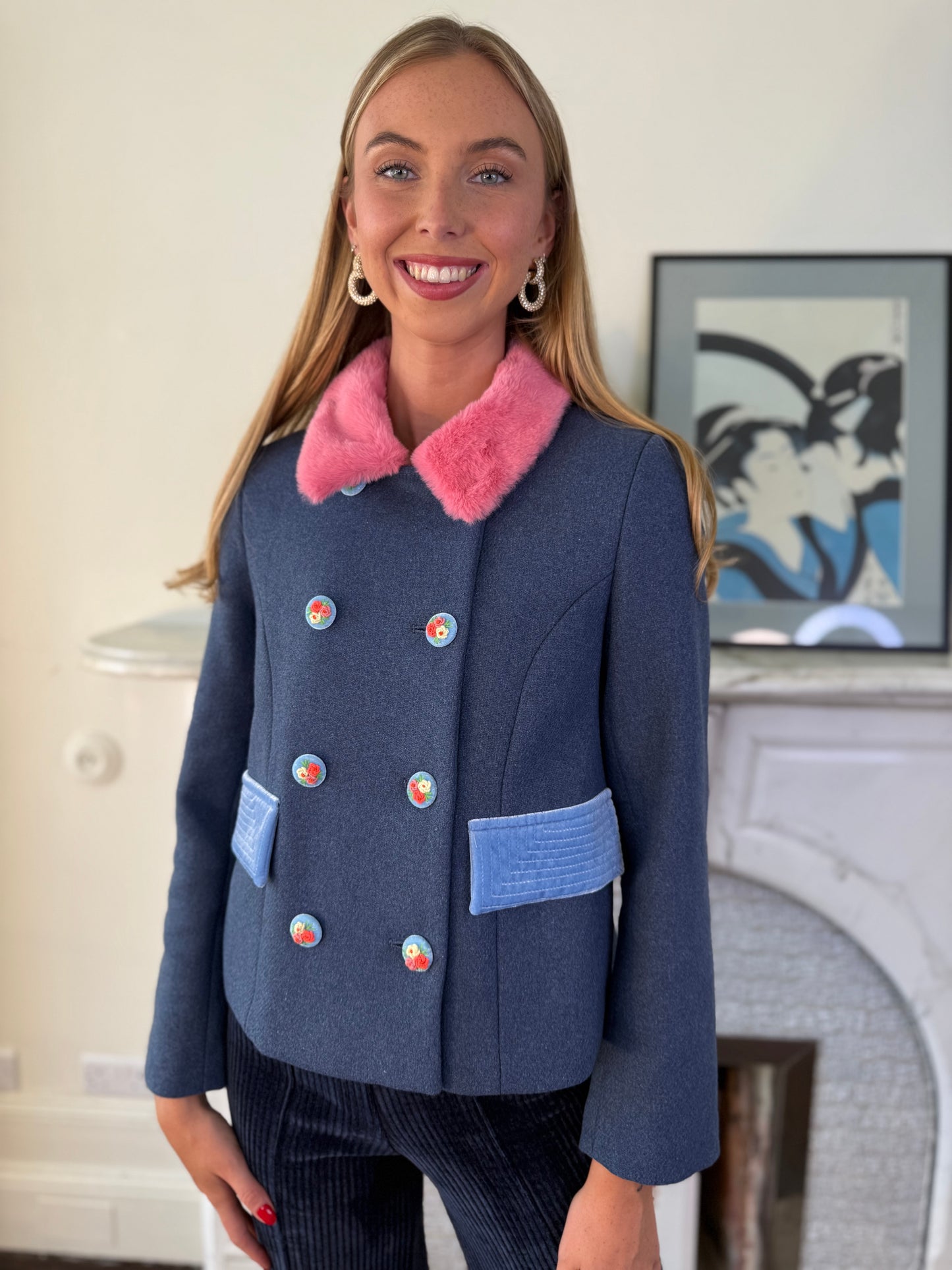 Manoush Blue Wool Claudi Jacket