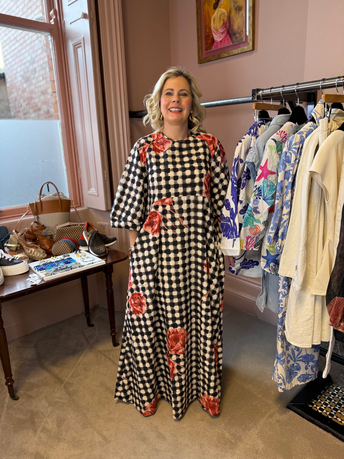 Moon And Mellow Gingham Poppy Maxi Dress