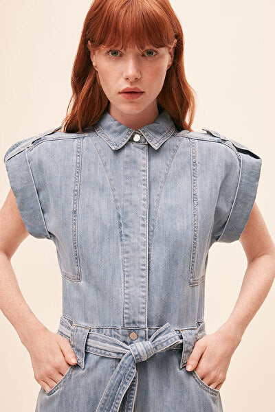 Conny-Midi Belted Jeans Dress