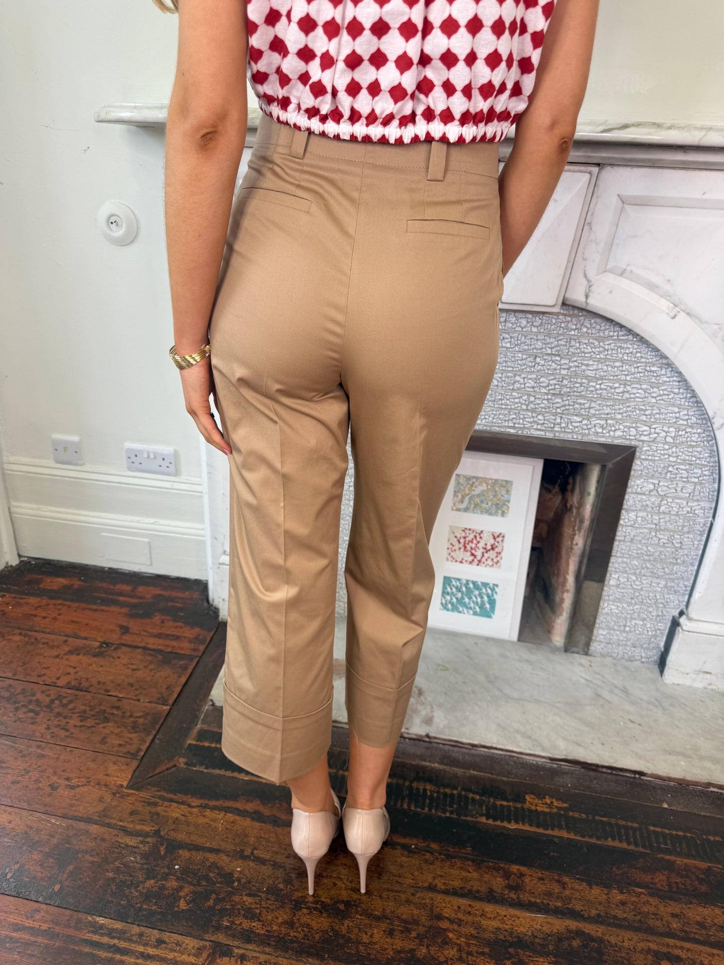 Iblues High Waisted Tan Cotton Trousers