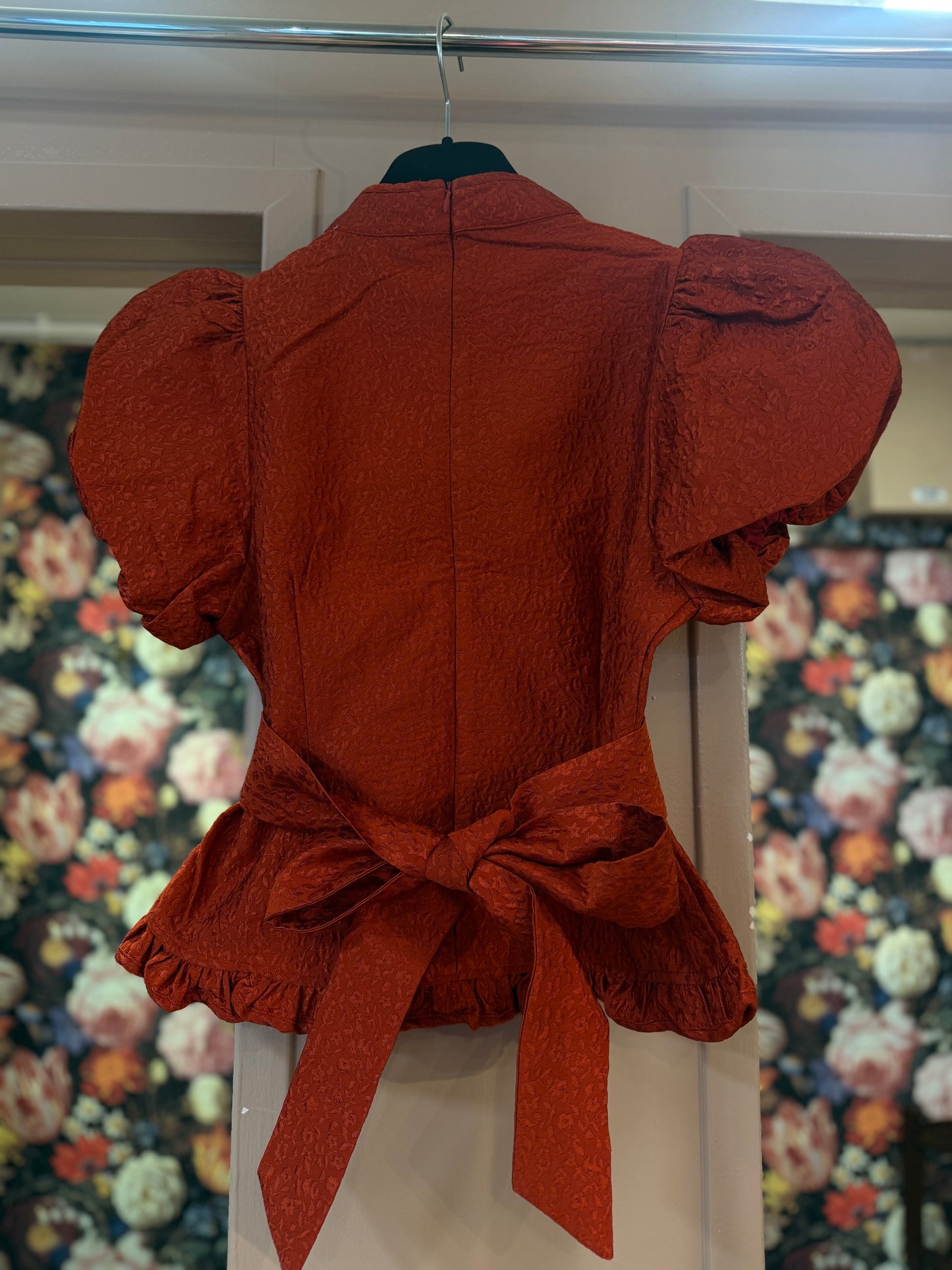 Sister Jane Red Narative Jacquard Top