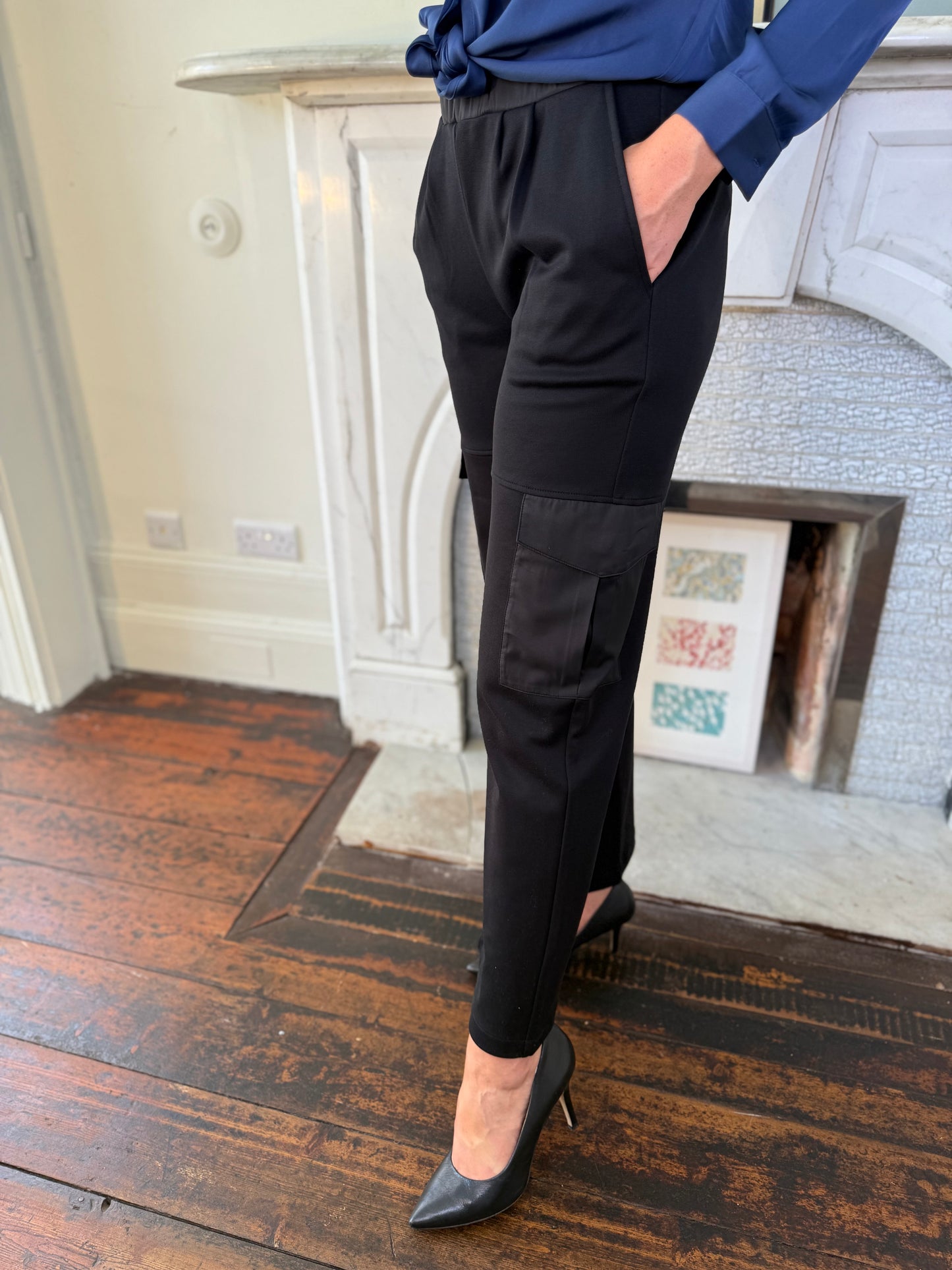 Herno Black Cargo Trousers with Elasticated Waist