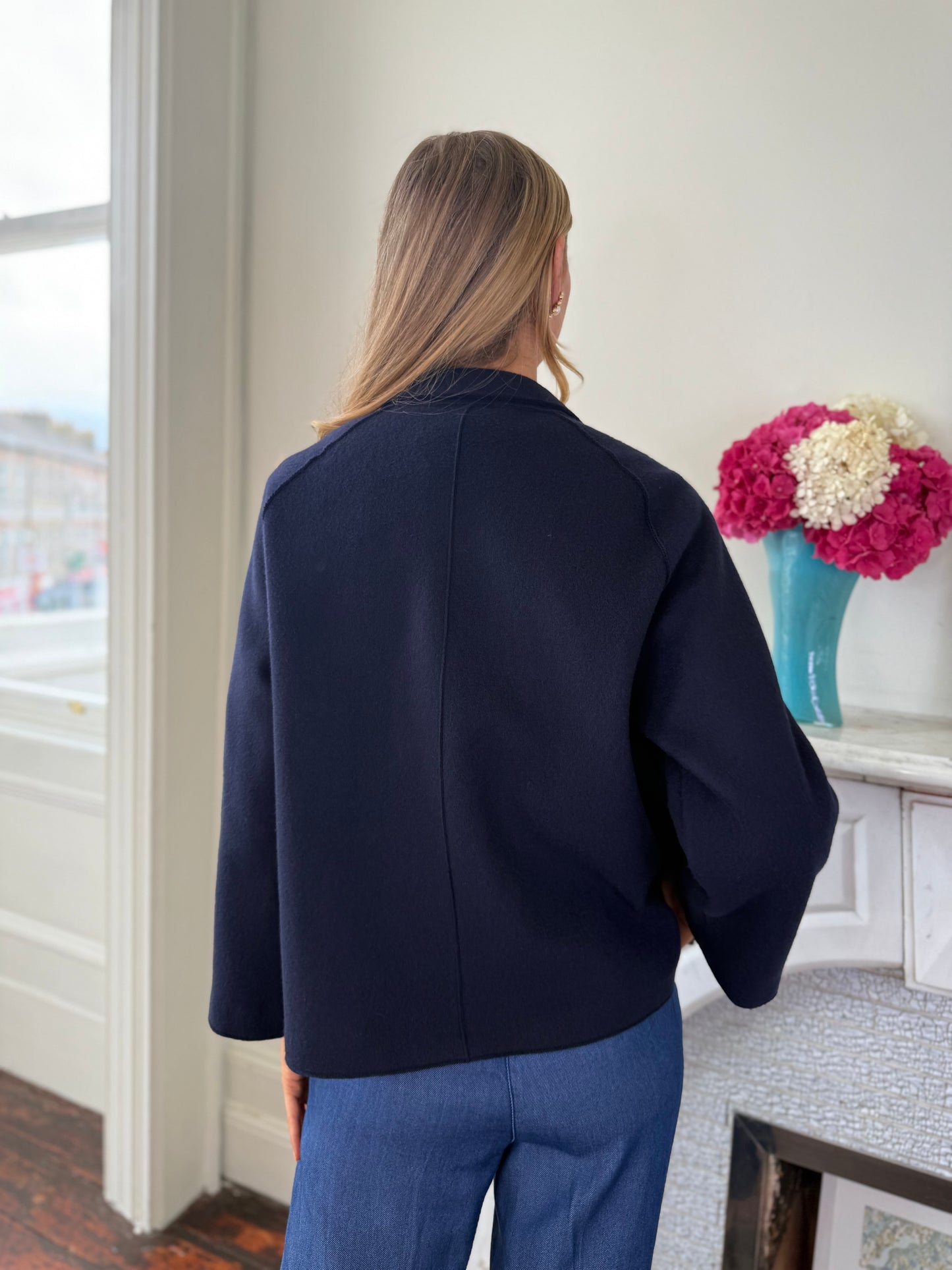 Rosso35 Double Faced Virgin Wool Jacket in Navy