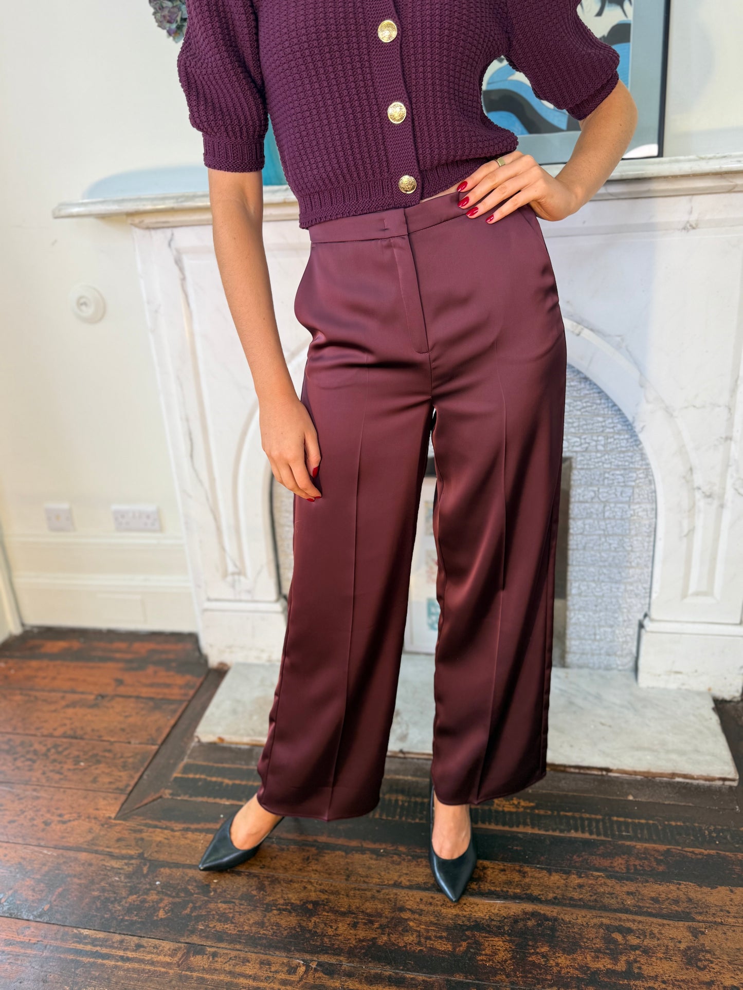 Iblues Sandalo Satin Burgundy Pants
