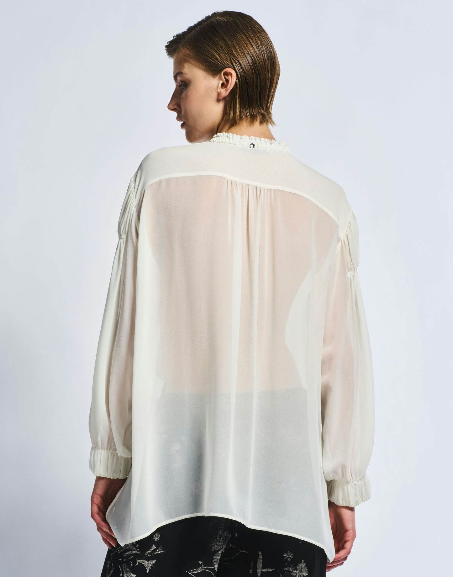 Jasmine Sheer Silk Cream Blouse